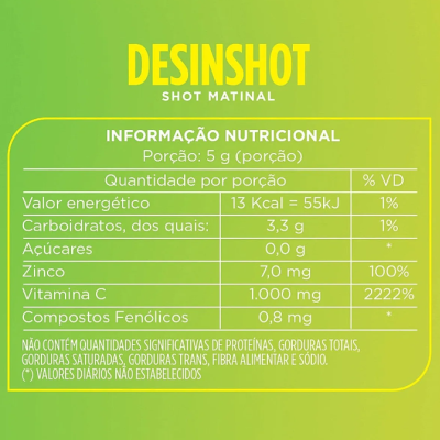 Desinshot - Shot Matinal Desinchá Sabor Cítrico/Frutado Desinshot - Shot Matinal Desinchá Sabor Cítrico/Frutado