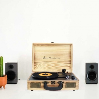 Gira-Discos&#x20;Madeira&#x20;-&#x20;Vintage