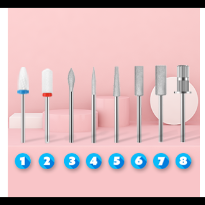 Kit Profissional para Unhas Broca com 8 cabeças + Limas