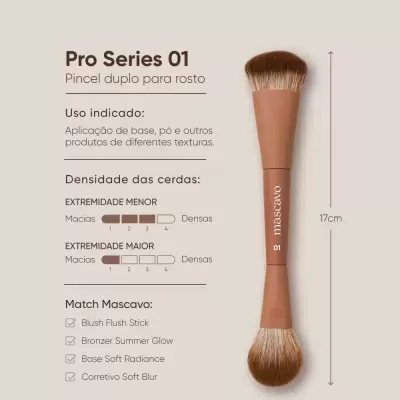 Mascavo Pro Series 01 Pincel de Maquiagem Duplo para Rosto Mascavo Pro Series 01 Pincel de Maquiagem Duplo para Rosto