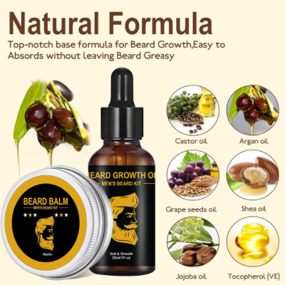 kit de Cuidados com a Barba Promove o Crescimento da Barba ✅PRONTA ENTREGA