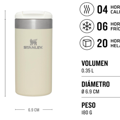 Stanley Aerolight Transit Thermos Café Copo de Bebidas Quentes - Creme Metálico