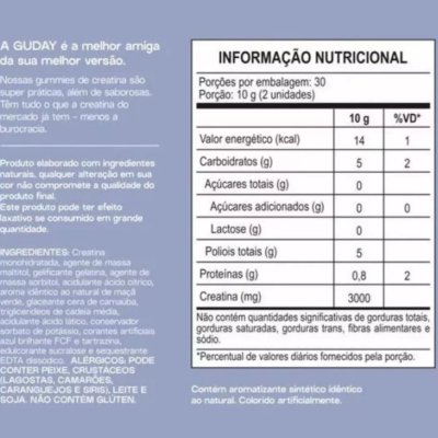 Creatina&#x20;Ma&#x00E7;&#x00E3;&#x20;Verde&#x20;Guday&#x20;-&#x20;Gomas&#x20;60&#x20;Unidades