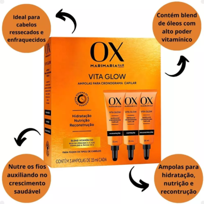 Kit Ampolas Cronograma Capilar Mari Maria Hair Ox Vita Glow Kit Ampolas Cronograma Capilar Mari Maria Hair Ox Vita Glow