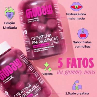Creatina Frutos Vermelhos Guday - Gomas 60 Unidades
