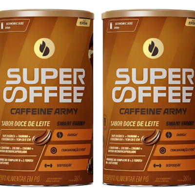 Kit 2 Caffeína Army SuperCoffee Doce de Leite + Mini mixer ✅PRONTA ENTREGA