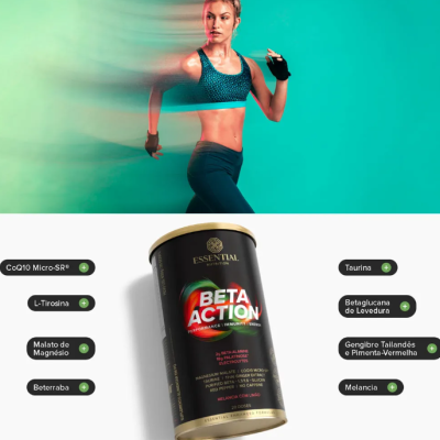 Essential Nutriton Pre Treino Beta Action Melancia/Limão 630g Essential Nutriton Pre Treino Beta Action Melancia/Limão 630g