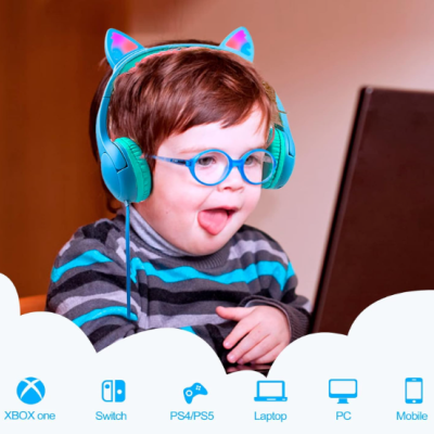 Auriculares&#x20;Orelha&#x20;de&#x20;Gato&#x20;para&#x20;Crian&#x00E7;as&#x20;LED