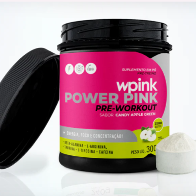 ⚡BEST SELLER - WPink Suplementos Super Power Pink Maçã Verde Pré-Treino - 300g - ✅PRONTA ENTREGA