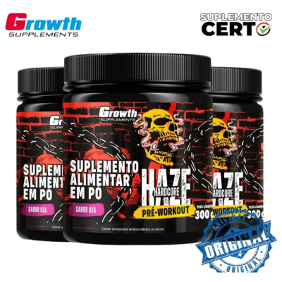 Growth Haze Hard Core Pré-treino 300g Sabor Uva Growth Haze Hard Core Pré-treino 300g Sabor Uva