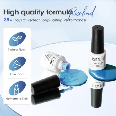 Kit Vernizes Gel UV LED, 6 Cores Azul-Marinho Azul Lago Azul Brilho