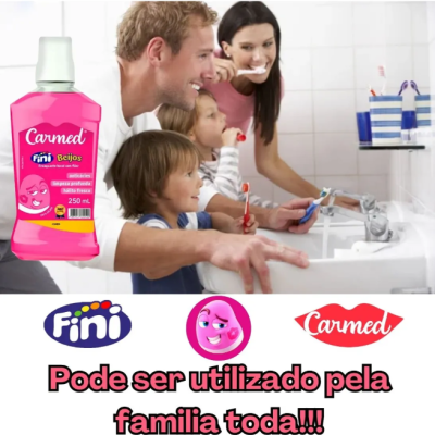 Enxaguante Bucal Carmed Fini Beijos 250ml Anticáries ✅PRONTA ENTREGA