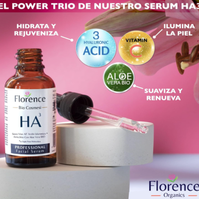 Florence Organics - Bio Sérum Facial com Ácido Hialurónico Triplo ✅PRONTA ENTREGA