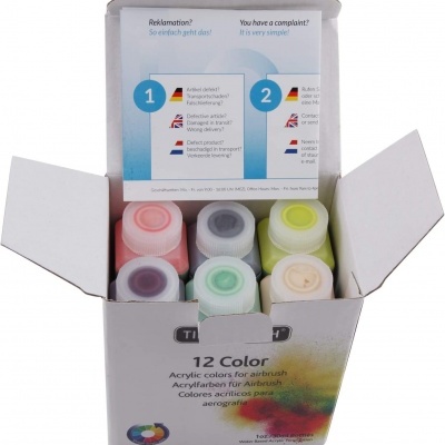 Tintas&#x20;Acr&#x00ED;licas&#x20;Coloridas&#x20;para&#x20;Aer&#x00F3;grafo&#x20;-&#x20;12&#x20;x&#x20;30&#x20;ml