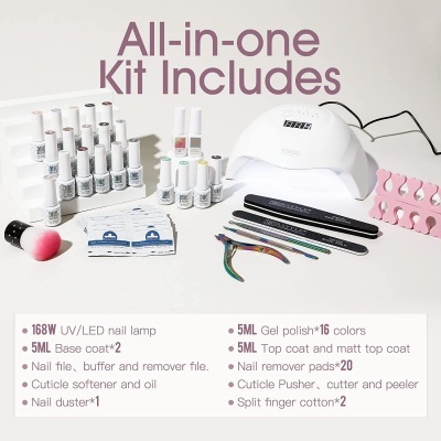 Kit&#x20;Unhas&#x20;em&#x20;Gel&#x20;16&#x20;Cores&#x20;Cinza&#x20;Vermelho&#x20;Quente&#x20;&#x2B;&#x20;Catalisador&#x20;&#x2B;&#x20;Acess&#x00F3;rios