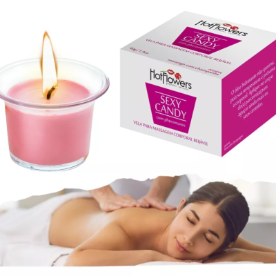 Hot Flowers Vela Massagem Aromática Morango Não Queima Pele Hot Flowers Vela Massagem Aromática Morango Não Queima Pele
