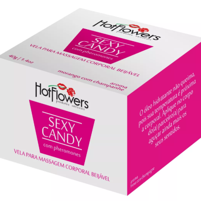 Hot Flowers Vela Massagem Aromática Morango Não Queima Pele