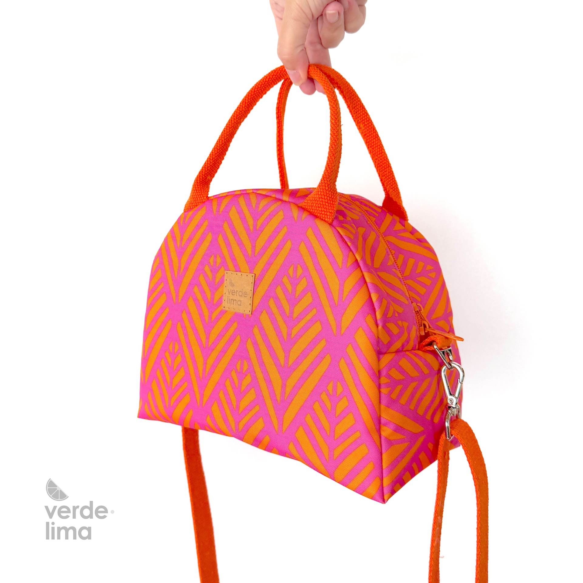 Lancheira térmica - Nylon laranja e rosa Lancheira térmica - Nylon laranja e rosa