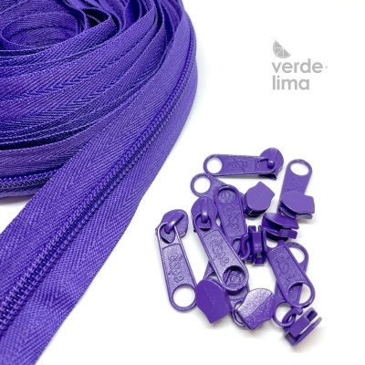 Fecho zipper malha 5 - Pack de 5 metros com 10 cursores