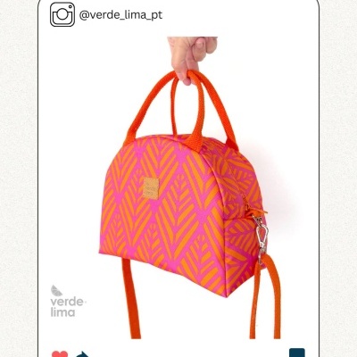 Nylon Impermeável - Geométrico rosa e laranja