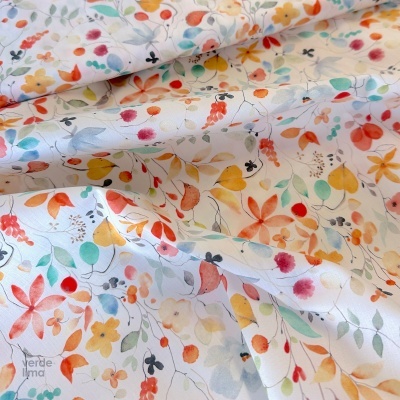 Tecido de Algodão - Estampado digital - Flores de outono