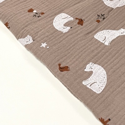 Retalho 33cm x 140cm - MUSSELINA - URSOS POLARES