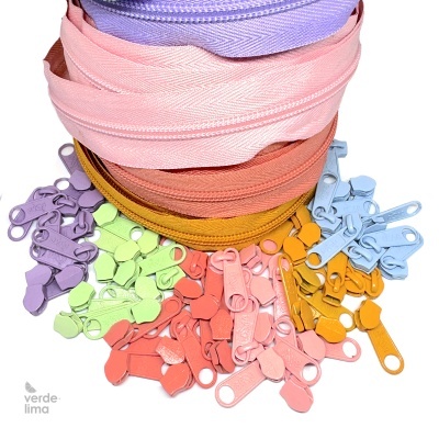 Fecho zipper malha 5 - Pack de 5 metros com 10 cursores