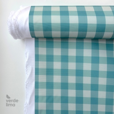 Nylon Impermeável - Xadrez azul e menta