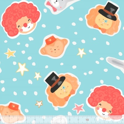 Tecido de Algodão - Circo dos Bichos - Estrelas e bichinhos