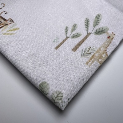 Retalho 37cm x 150cm -Tecido de Algodão - Estampado digital - Savana - Animais em família