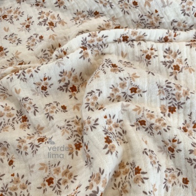 Musselina - Floral fundo creme