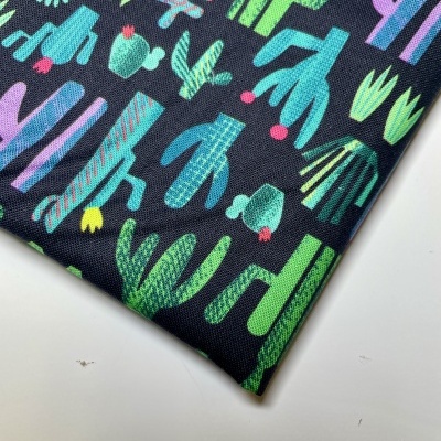 Retalho 50x110 - Tecido de Algodão - Dino Friends - Cactos