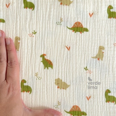 Musselina - Dinossauros fundo bege