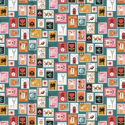 Tecido de Algodão - Bon Voyage - Selos