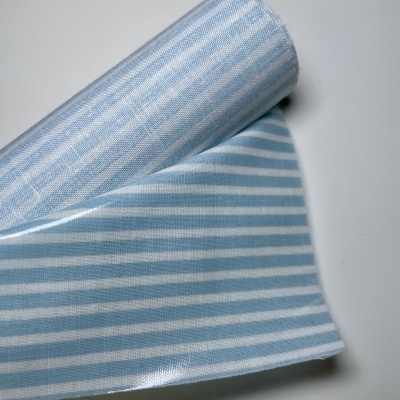 Retalho 32x140cm - TECIDO PLASTIFICADO - RISCAS - Azul Claro