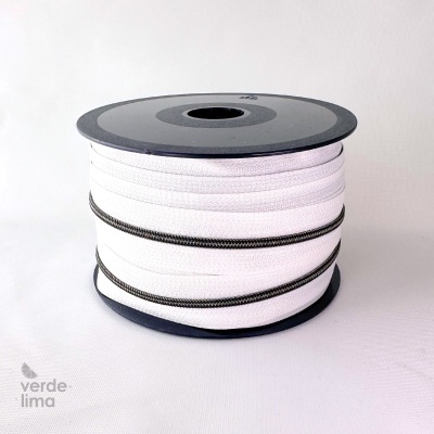 Fecho zipper metalizado malha 3 branco - Bobine de 25m