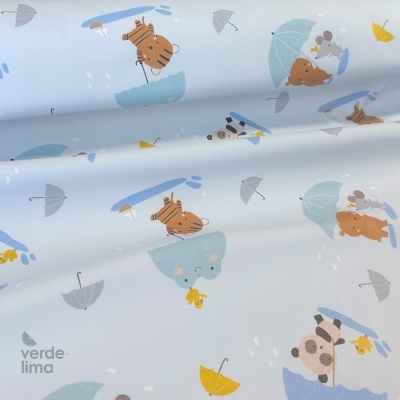 Tecido raincoat - Animais na chuva
