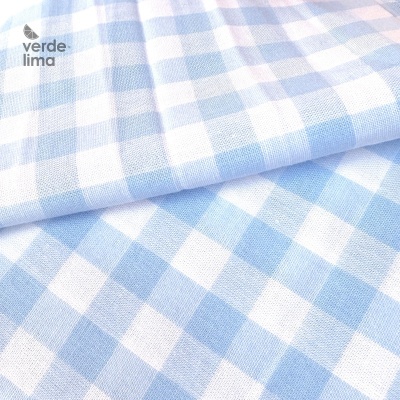 Pack de retalhos - Vichy e cambraia de algodão - Azul claro