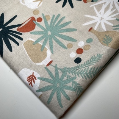 Retalho 58cm x 150cm - TECIDO DE ALGODÃO - DESERTO - JARROS