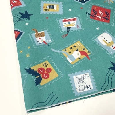 Retalho 30cm x 145cm -Xmas Poplin - Stamp