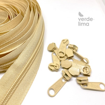 Fecho zipper malha 5 - Pack de 5 metros com 10 cursores