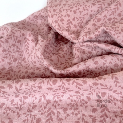 Musselina - Floral em tons rosa
