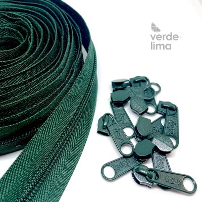 Fecho zipper malha 5 - Pack de 5 metros com 10 cursores