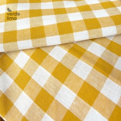 Pack de retalhos - Vichy e cambraia de algodão - Amarelo torrado