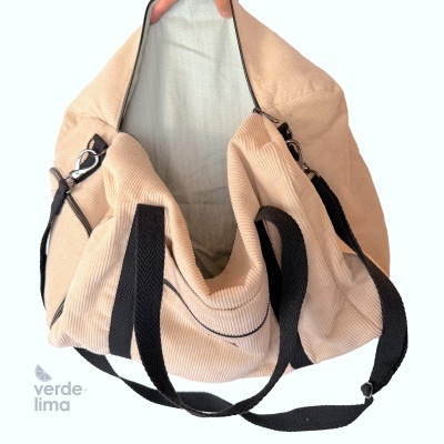 Saco de desporto - Bombazine risca larga areia