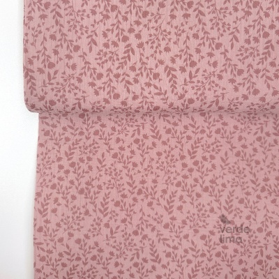 Musselina - Floral em tons rosa