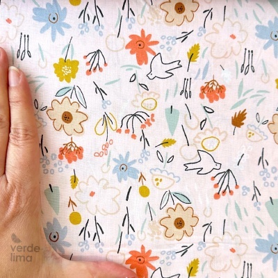 Tecido de Algodão - Rainy friends - floral fundo rosa