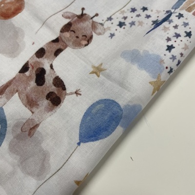 Cópia de Retalho 22x150cm-TECIDO DE ALGODÃO - ESTAMPADO DIGITAL - GIRAFAS E ARCO-ÍRIS