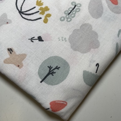 Retalho 46x150cm - Tecido de Algodão - Rainy friends - cabeças de animais