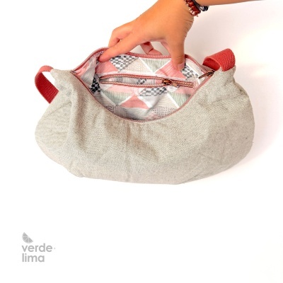 Bolsa meia lua - linho alentejano cinza